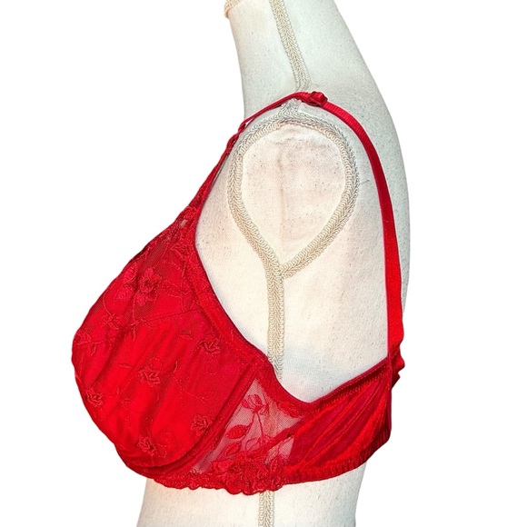 Secret Treasures Lightly Lined Floral Lace Underwire Bra Women’s SZ 40D in Red - Picture 2 of 5